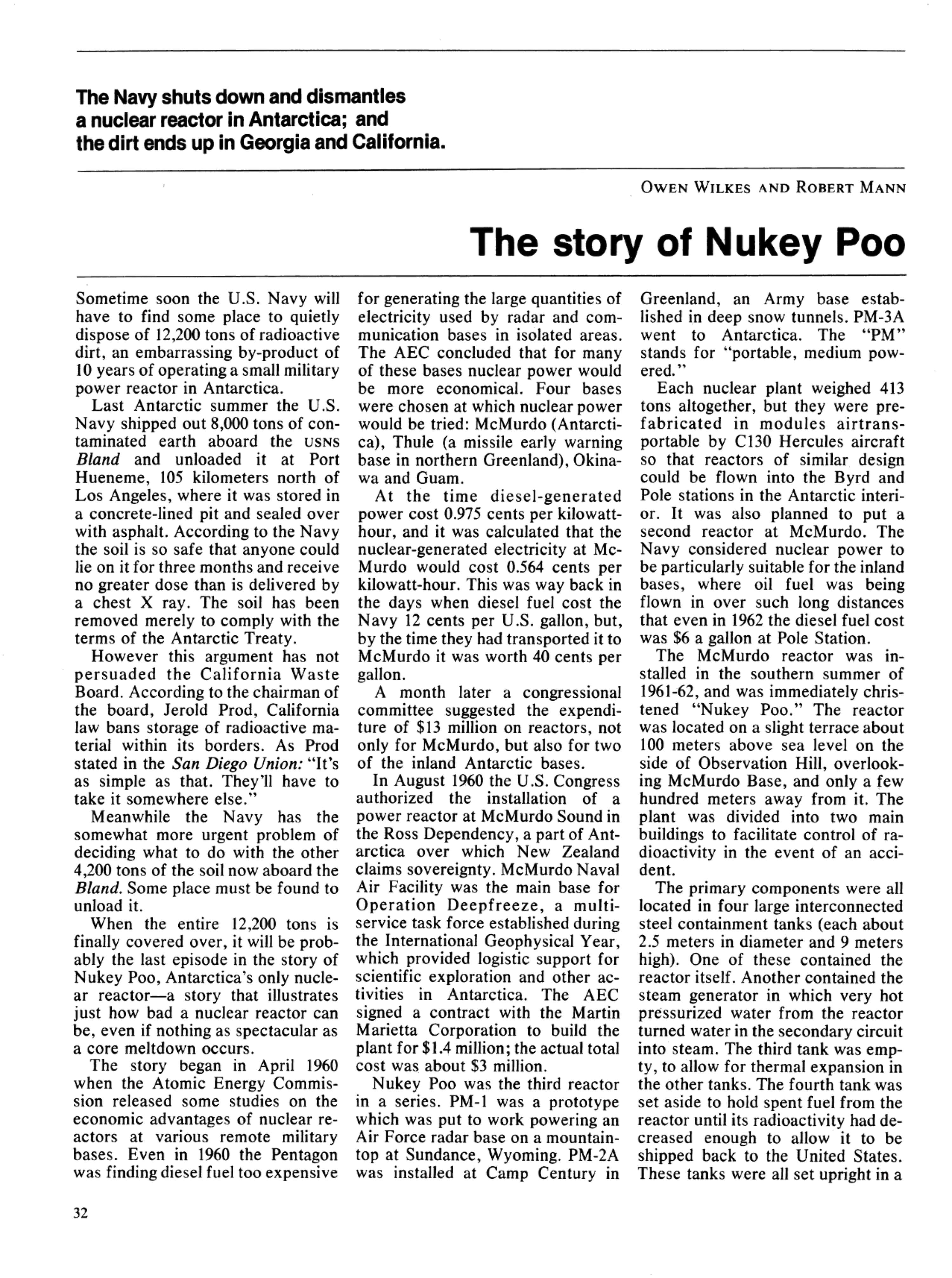 The story of Nukey Poo as it appeared in the Bulletin of Atomic Scientists.
