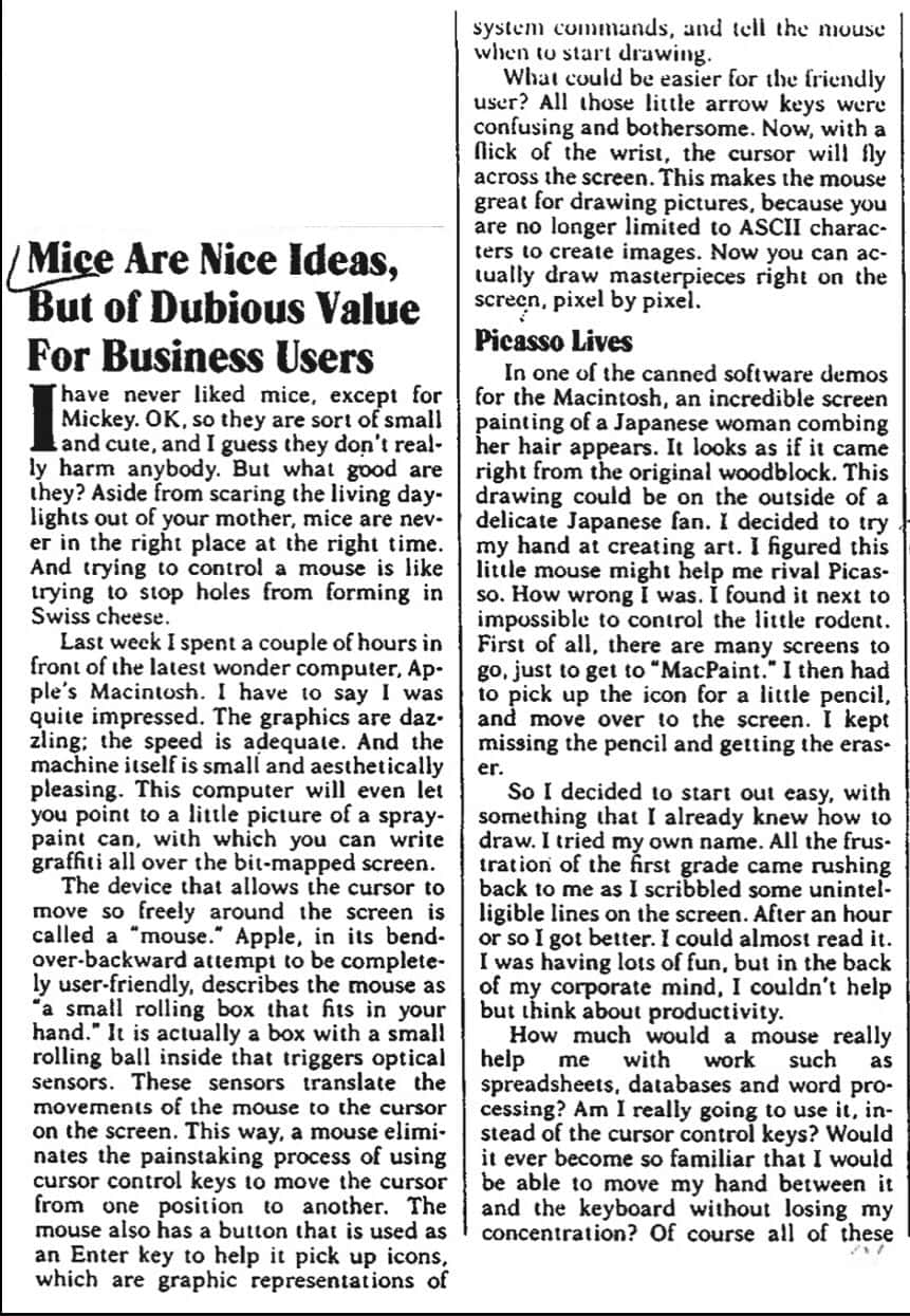 The Macintosh review from the tweet. Sadly, I can&rsquo;t seem to find a proper citation.