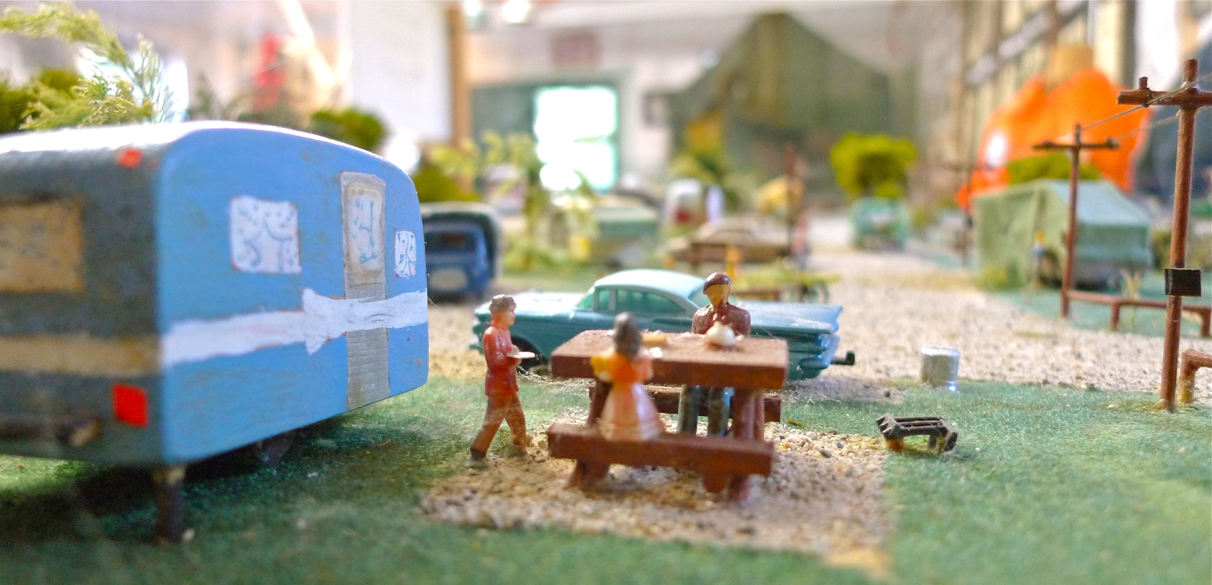 This diorama of an ideal American campground was once featured at a camping tradeshow in the 1960s and had been on display at the Museum of Family Camping.