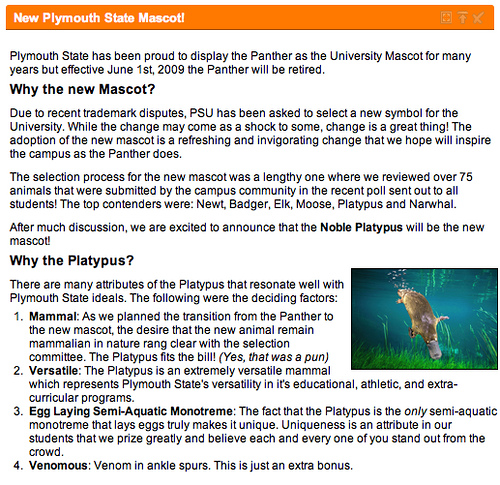 Why the Platypus?