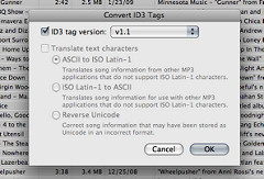 convert the id3 tags to 1.0 or 1.1